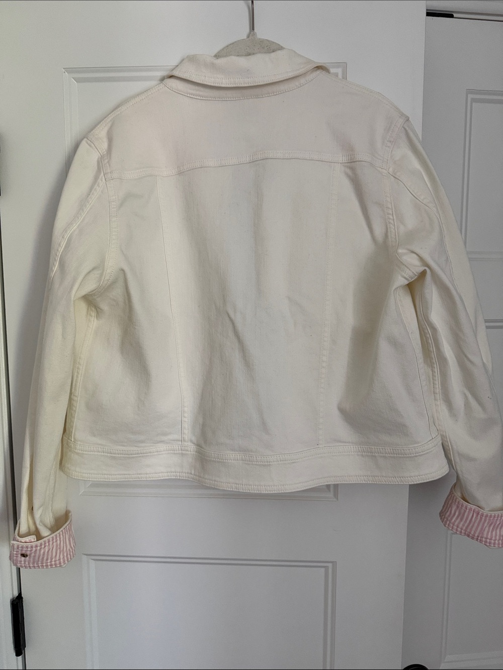 kate spade Cream Denim Jacket with Pink Striped Lining - Picture 3 of 3